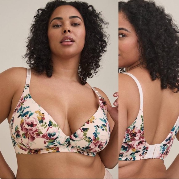 Torrid | Impression floral Pink Dream Wire-Free Plunge Bra | Size 42DDD - Picture 1 of 11